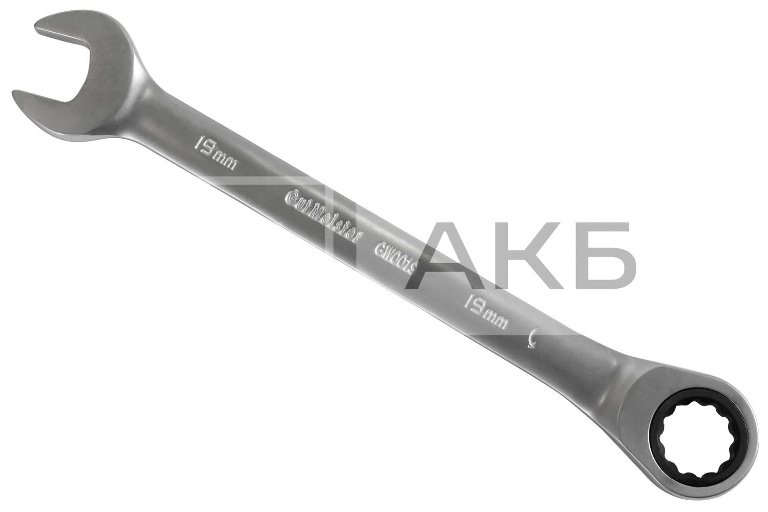 КЛЮЧ РОЖКОВО-НАКИДНИЙ З ТРЕЩІТКОЮ GUT MEISTER 19MM RW0019