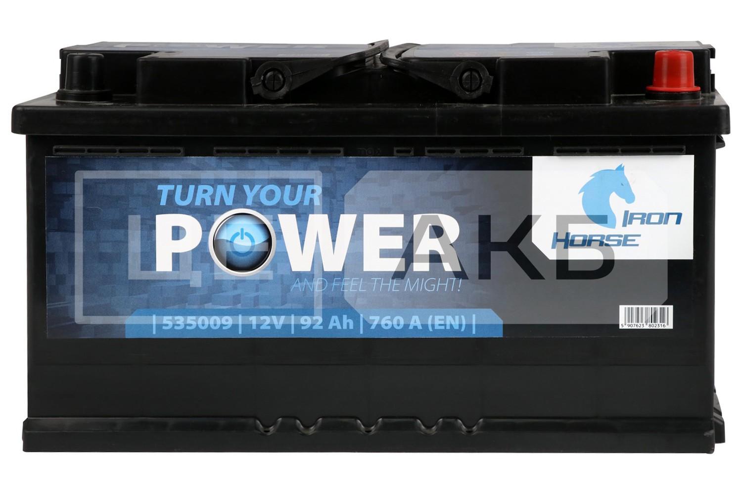 АКУМУЛЯТОР 12V 92AH 760A EN R+ 352*175*190MM R092636KN
