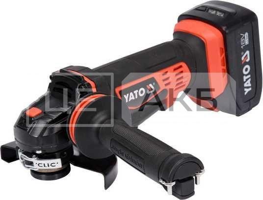 ШЛІФМАШИНА КУТОВА АКУМУЛЯТОРНА YATO Ø125MM 18V 3AH 10000 ОБ/ХВ YT82828